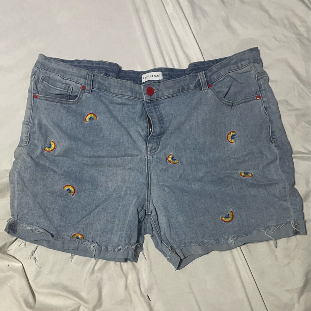 Pride rainbow jean shorts